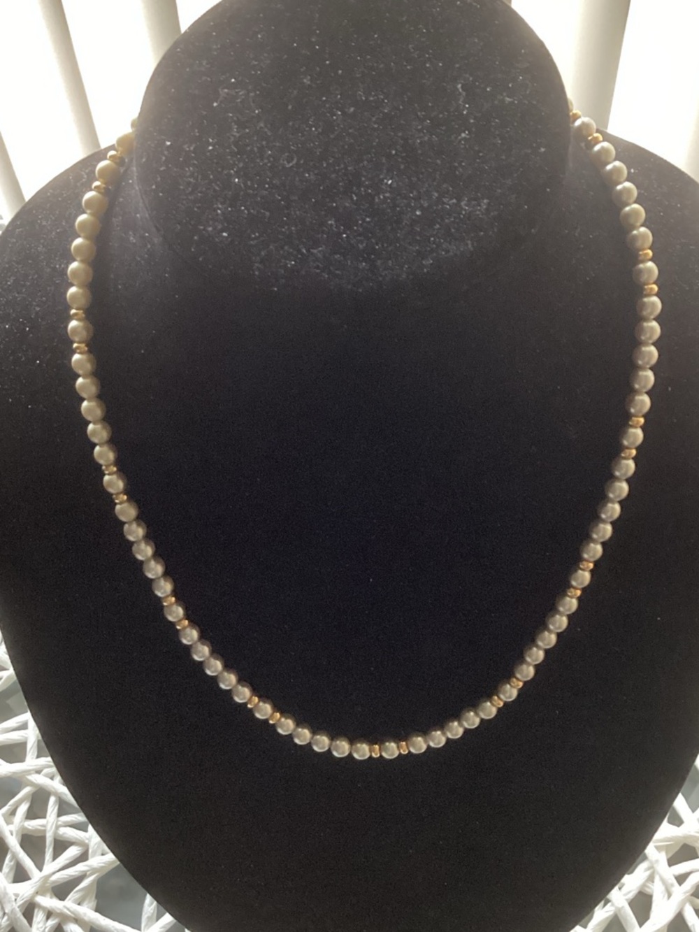 Classic Pearl and Gold Bead Necklace - Neutral Tones